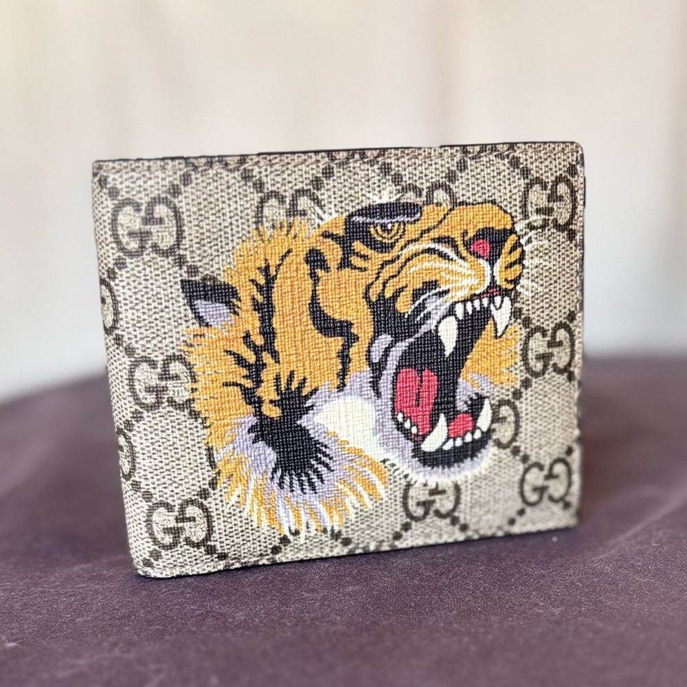 Gucci Beige and Black Tiger Canvas Wallet